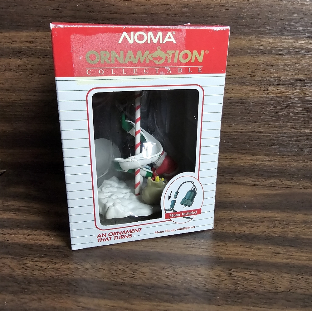 VTG 1994 Noma Ornamotion Collectable Elf Santa Claus Slide Turning Ornament